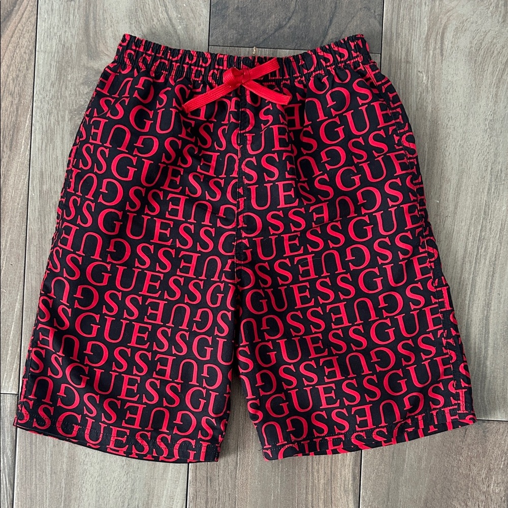 Guess Kids Black and Red Patterned Shorts